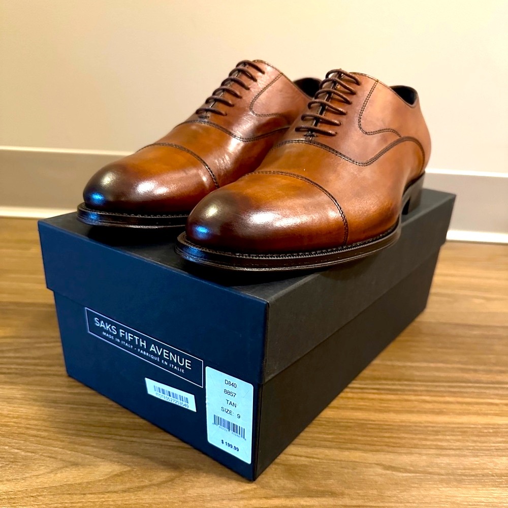Saks Fifth Avenue Made In Italy Leather Balmoral Oxford Men’s Shoes